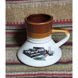 Vintage Ceramic Hershey Cocoa Travel Mug No Spill Coffee Tea Cup White Brown Tan